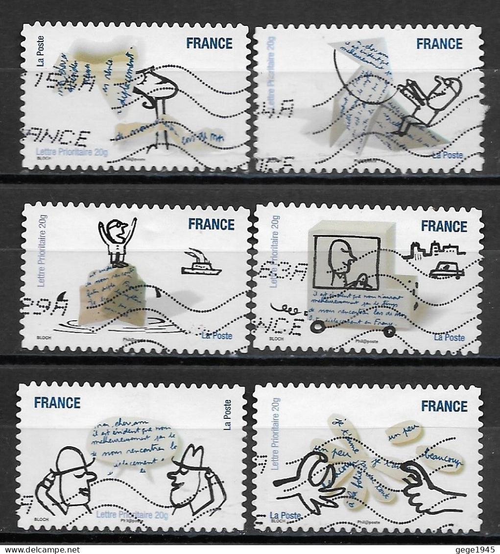 France 2010  Oblitéré  Autoadhésif  N° 474 - 475 - 476 - 480 - 481 - 483    -    Sourires Avec Personnages De Bloch - Used Stamps