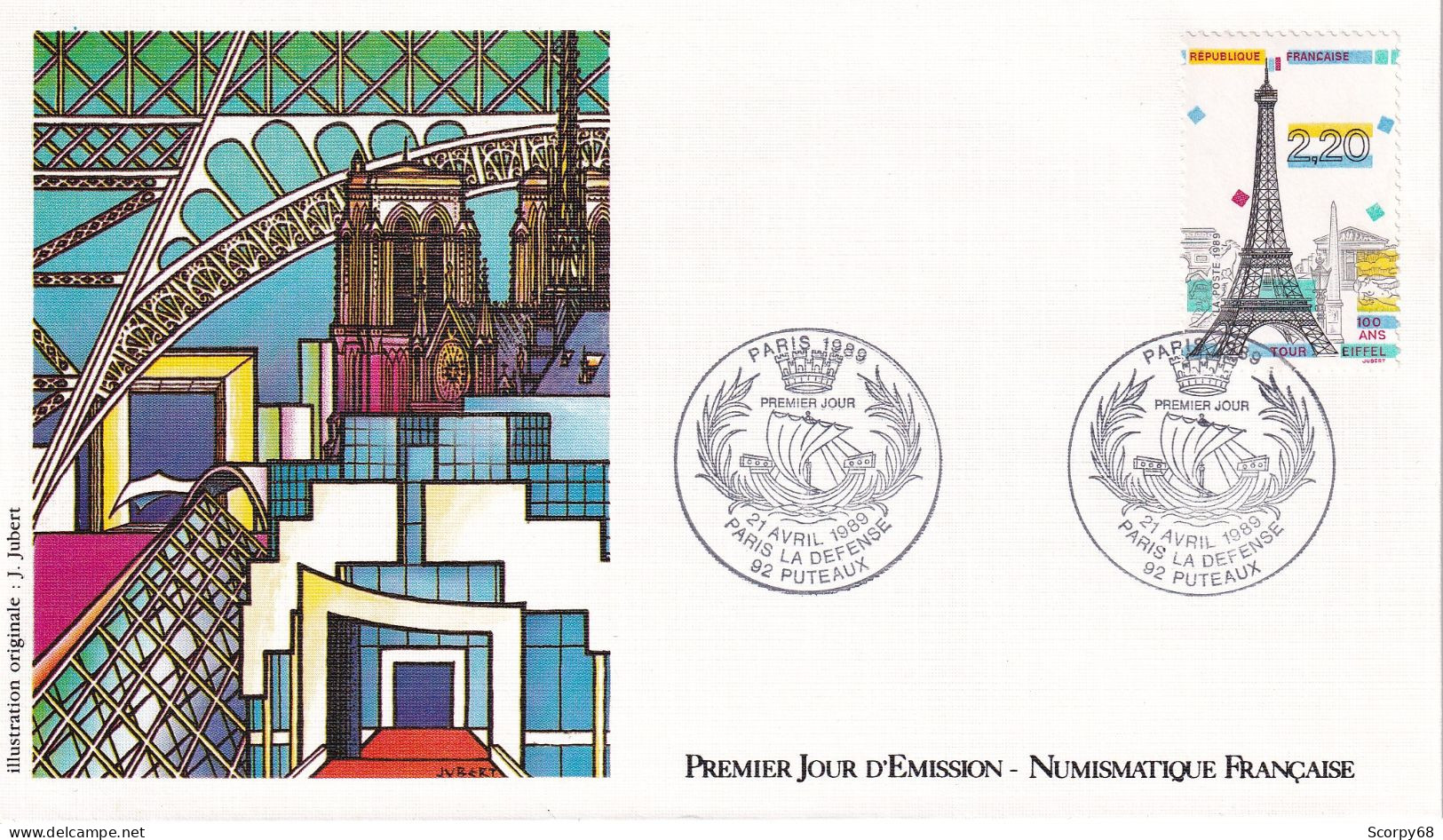 FDC 21/04/1989: "PARIS 1989" - TOUR EIFFEL CENT ANS - Y&T N° 2583A - 1980-1989