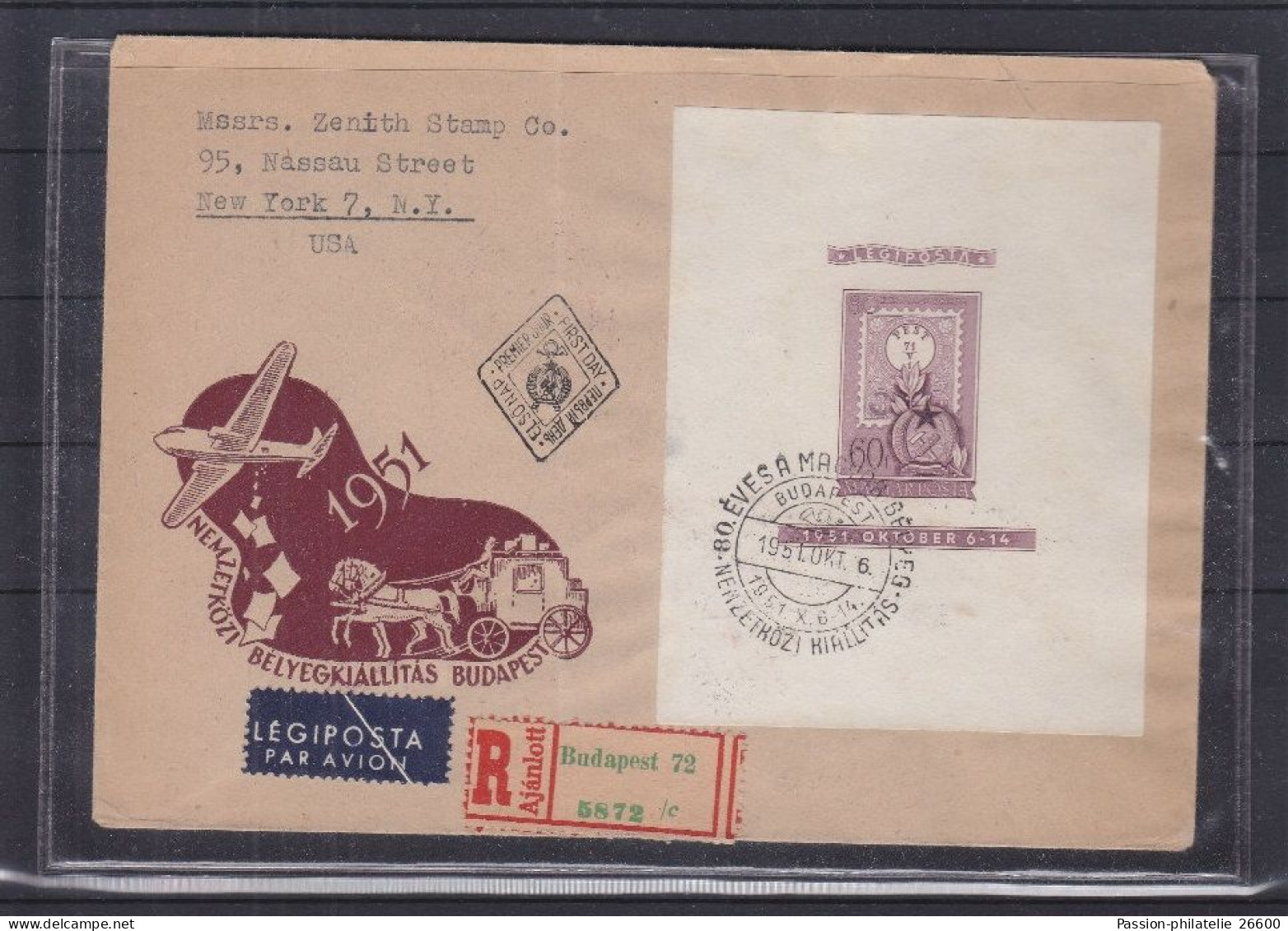 2 Lettres Timbres Sur Timbres - Hongrie - Lettres Recommandée De 1951 ° - 2 Blocs Dentelé Et NON Dentelé - Rare - Storia Postale