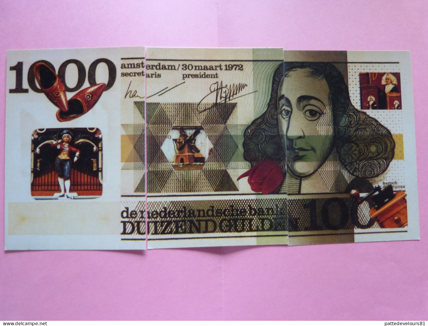 Puzzle De 3 CPM PAYS-BAS NEDERLAND Représentation Billet De Banque Bank Note Bankbiljet 1000 Florins Monnaie Surréalism - Monnaies (représentations)