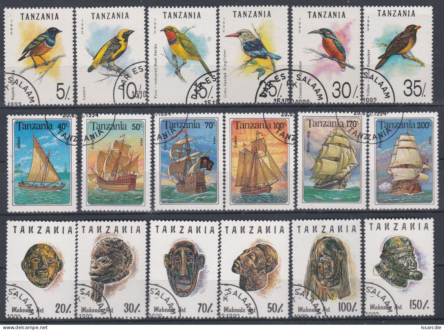Tanzanie Année 1992 Oiseaux; 1994 Navires; 1992 Masques - Tanzania (1964-...)