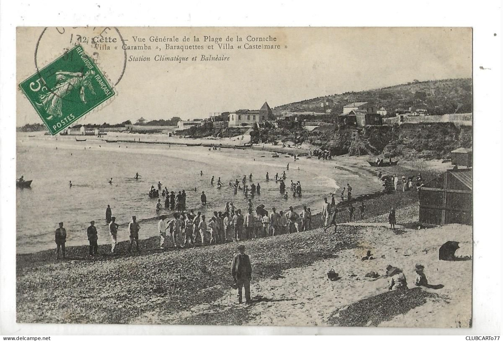 Sete Ou Cette (34) : Les Villas "Castelmare" Et "Caramba" Plage De La Corniche En 1908 (animé) PF. - Sete (Cette)