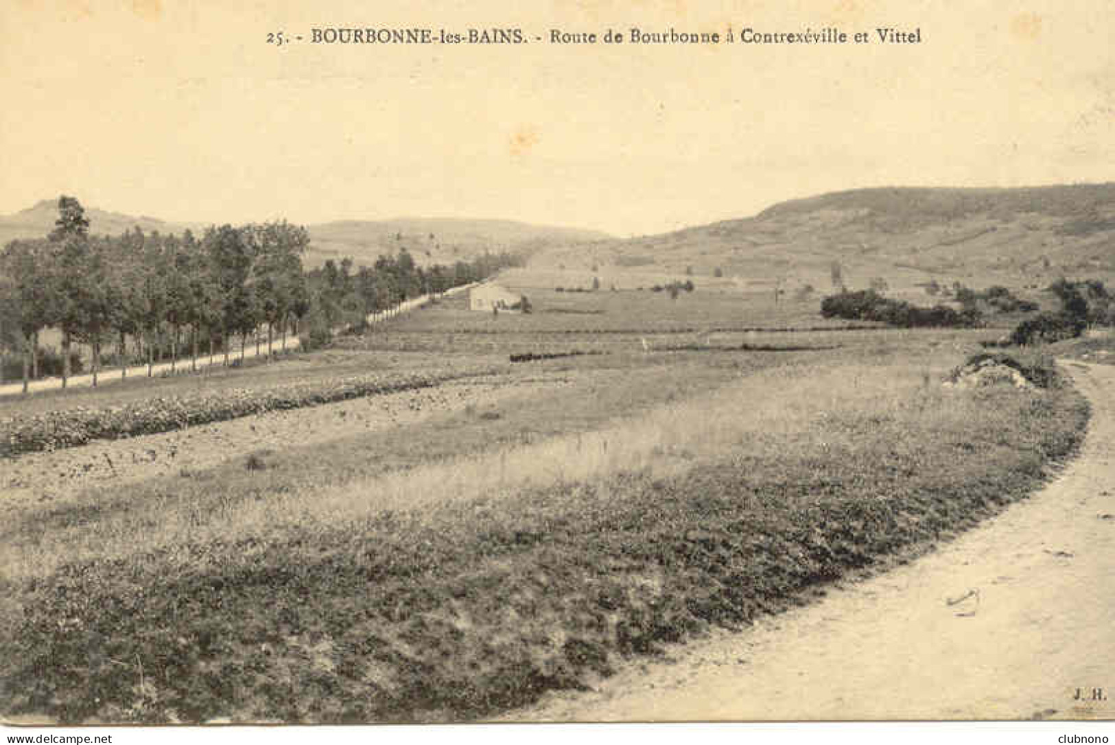 CPA - BOURBONNE - ROUTE DE BOURBONNE A CONTREXEVILLE ET VITTEL (RARE CLICHE) 1911 - Bourbonne Les Bains