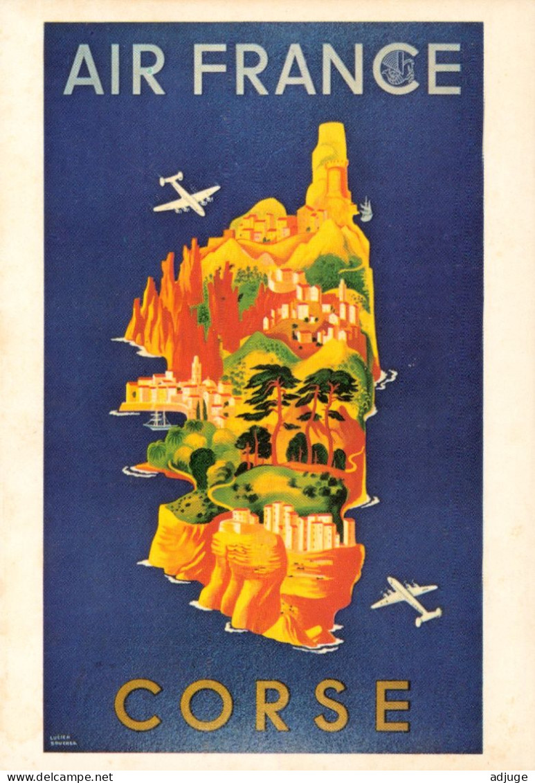 CPM*Affiche Publicité CORSE Avec AIR FRANCE - Peinture/Litho De Lucien BOUCHER * TBE - Advertising