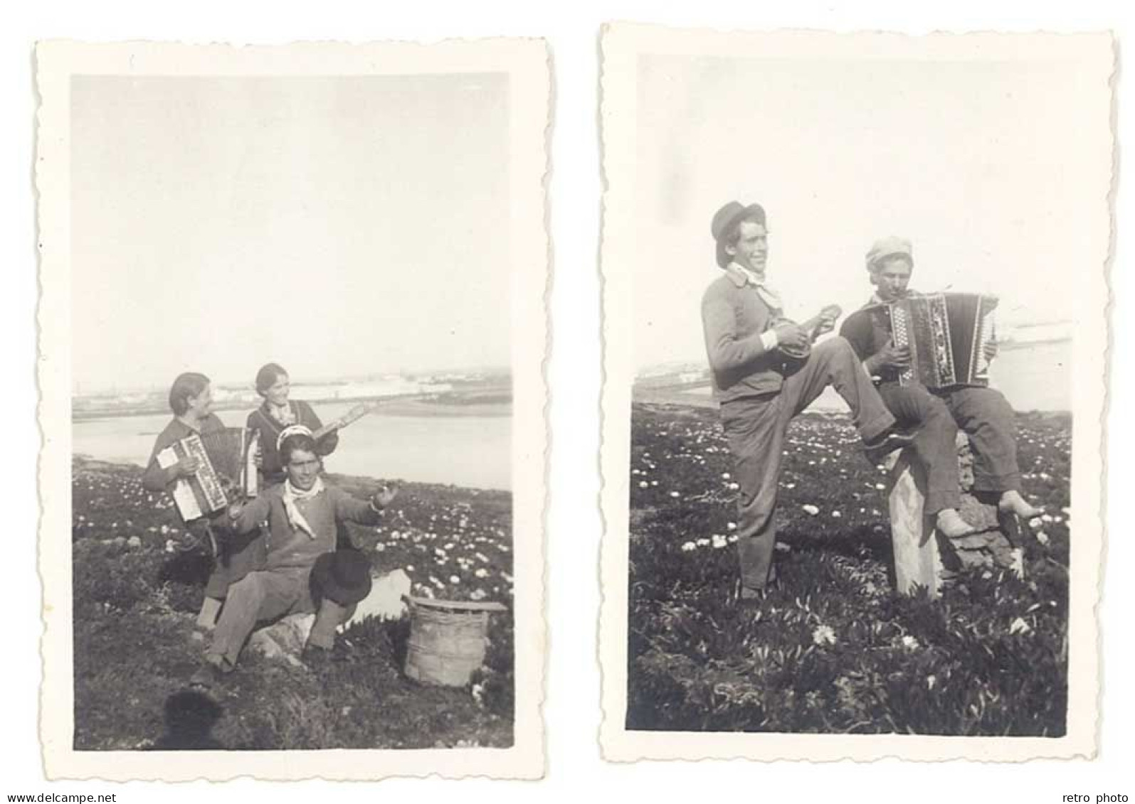 3 Photos Hommes & Femmes Musiciens, Accordéon, Mandoline, Instruments Traditionnels ( Maroc ?) - Anonymous Persons