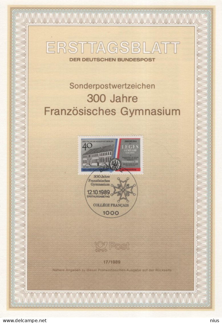 Germany Deutschland 1989-17 300 Jahre Franzosisches French Gymnasium In Berlin, France, Canceled In Berlin - 1991-2000