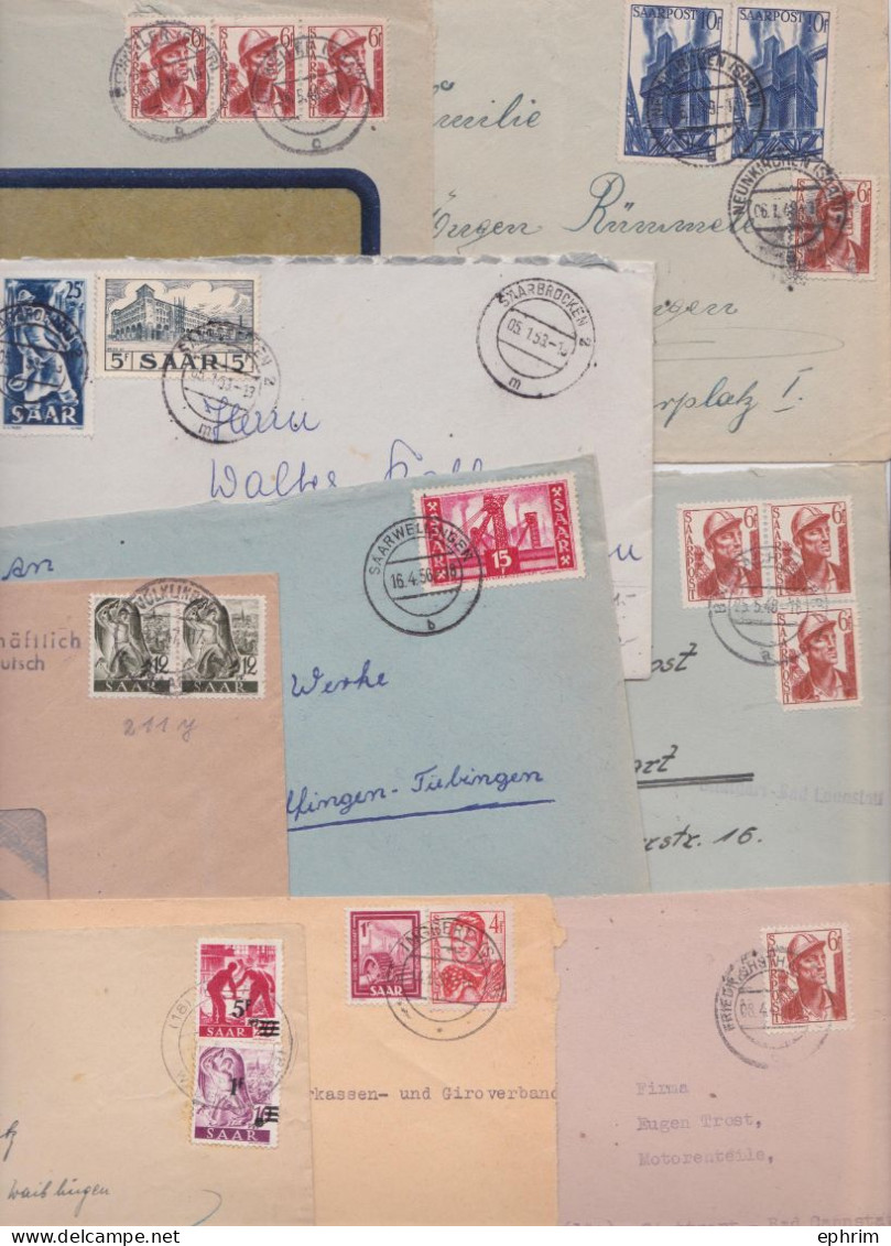 Sarre Saarbrücken Ottweiler St. Ingbert Völklingen Neunkirchen Lettre Timbre Saar Briefmarke Brief Lot De 10 Lettres - Briefe U. Dokumente