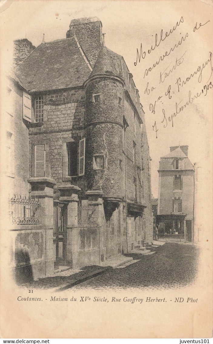 CPA Coutances-Maison-Rue Geoffroy Herbert-21-Timbre    L2882 - Coutances