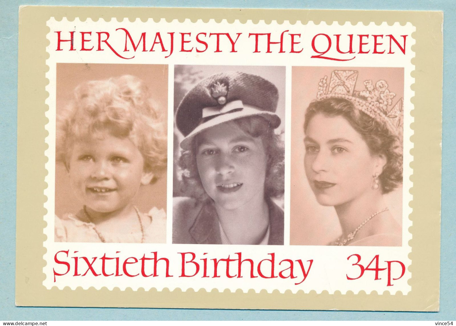 Her Majesty The Queen - Sixtieth Birthday - Portraits From 1828, 1942 & 1952 - Reproduced From A Stamp - Koninklijke Families