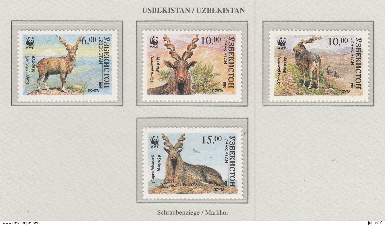 UZBEKISTAN 1995 WWF Animals Horn Goat Mi 61-64 MNH(**) Fauna 536 - Unused Stamps