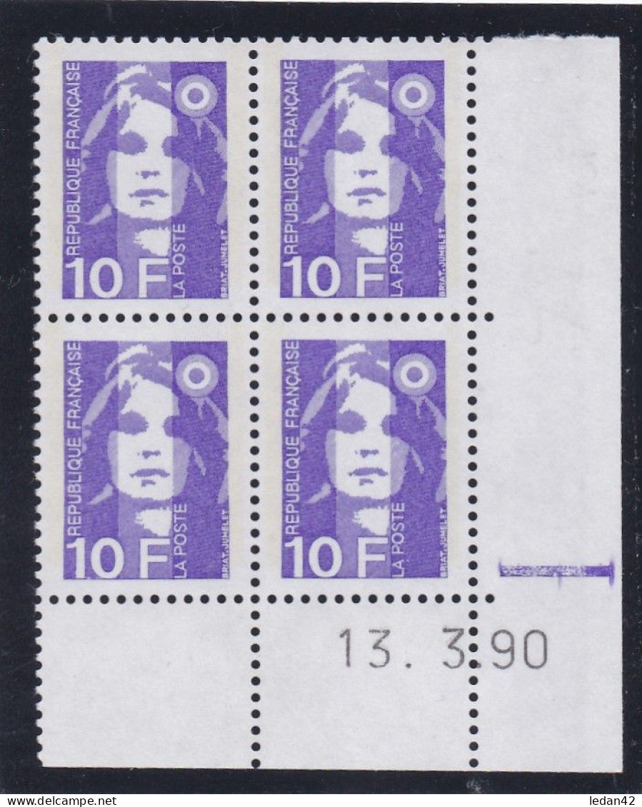 France 1990 Cat. Yvert N° 2626 ** Type Marianne Du Bicentenaire. Coin Daté 13.3.90 . - 1990-1999