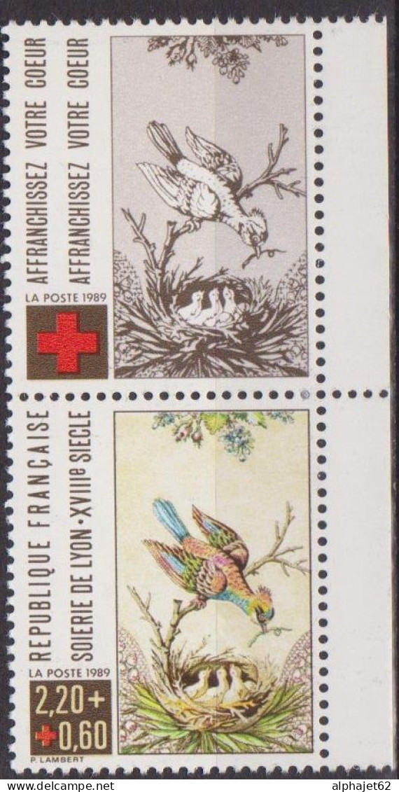 N° 2612 A ** - FRANCE - Soieries De Lyon, Oiseau Nourrissant Ses Oisillons, Croix Rouge - 1989 - Ongebruikt