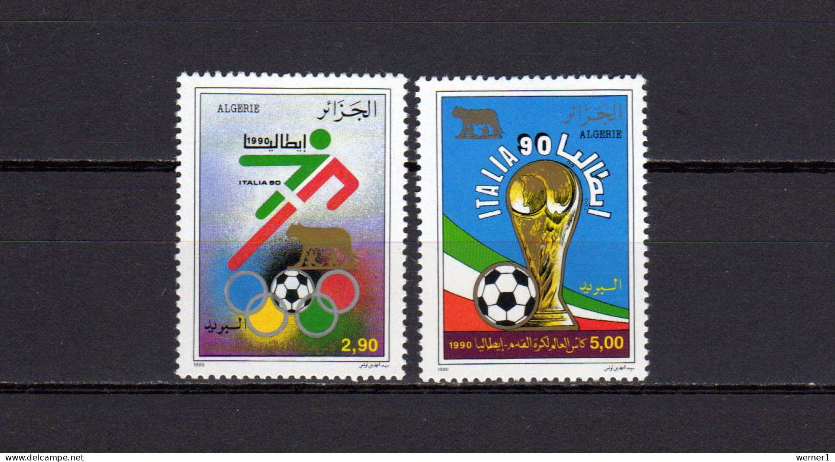 Algeria 1990 Football Soccer World Cup Set Of 2 MNH - 1990 – Italien