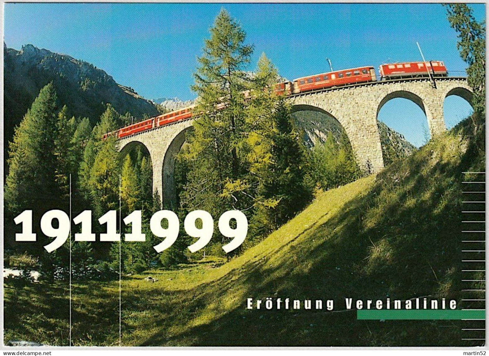 Schweiz Suisse 1999: "Eröffnung Vereinalinie" Mit ET-⊙ VEREINA Lavin Susch Klosters - Trains