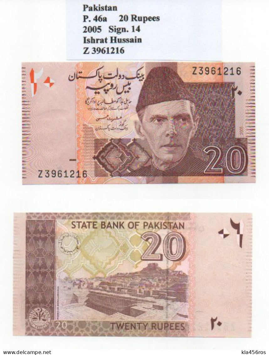 Pakistan  P. 46a  20 Rupees 2005 Sign. 14 UNC - Pakistan