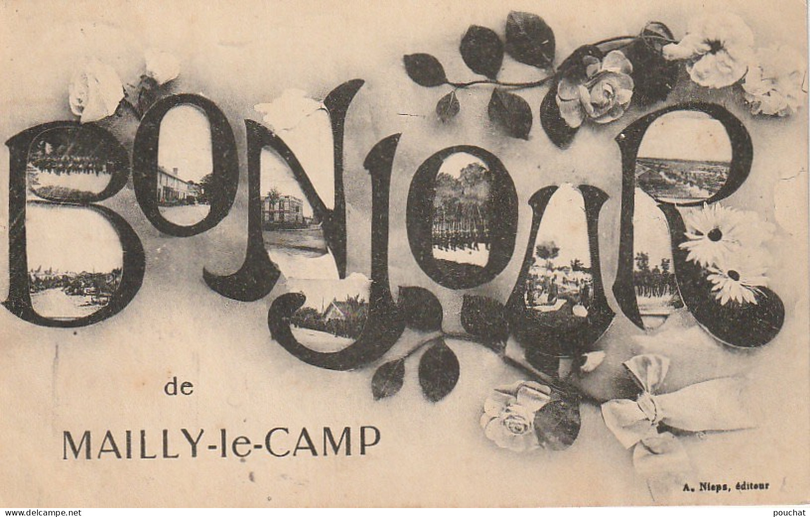 WA 21-(10) " BONJOUR " DE MAILLY LE CAMP - CARTE FANTAISIE MULTIVUES - 2 SCANS - Mailly-le-Camp