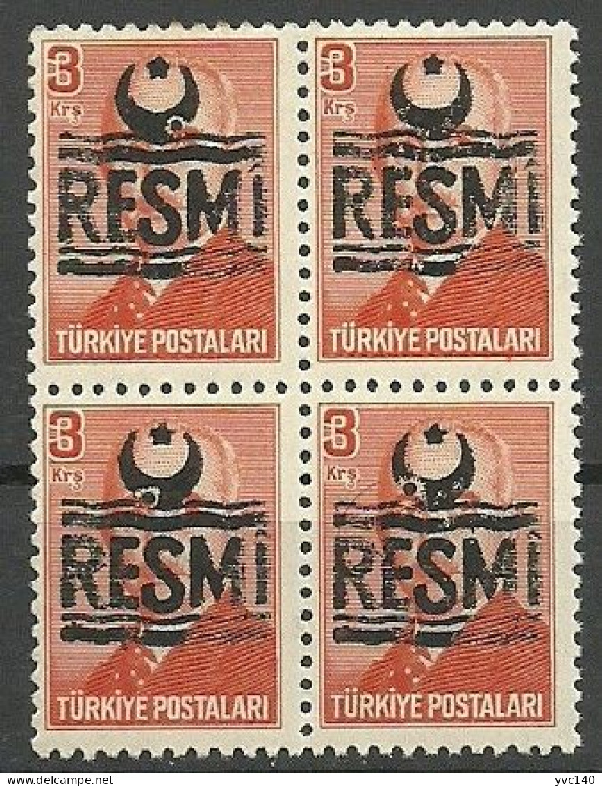 Turkey; 1955 Official Stamp 3 K. ERROR "Sloppy Overprint" MNH** - Timbres De Service