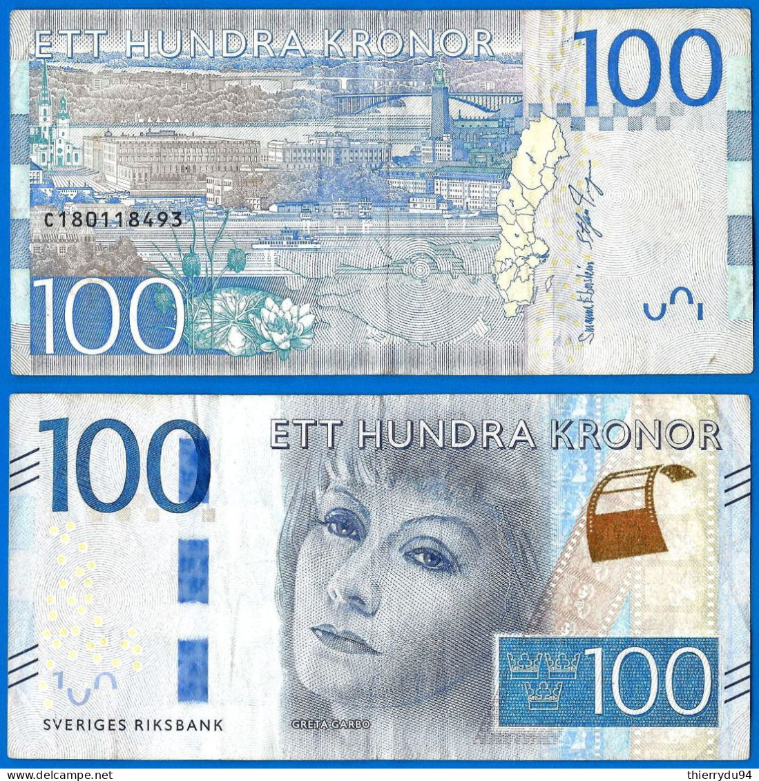 Suede 100 Couronnes 2016 Que Prix + Port Greta Garbo Kronor Sweden Sveriges - Suède