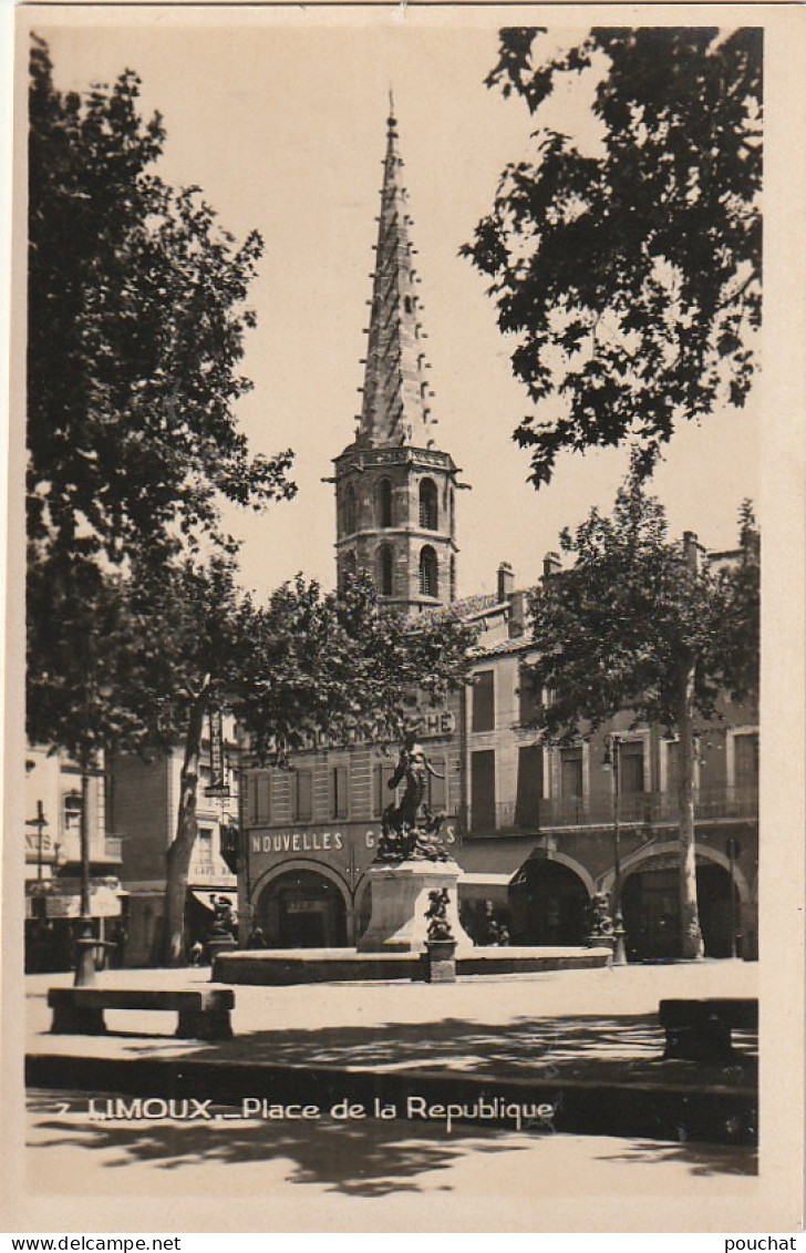 WA 22-(11) LIMOUX - PLACE DE LA REPUBLIQUE - COMMERCE : NOUVELLES GALERIES - 2 SCANS - Limoux