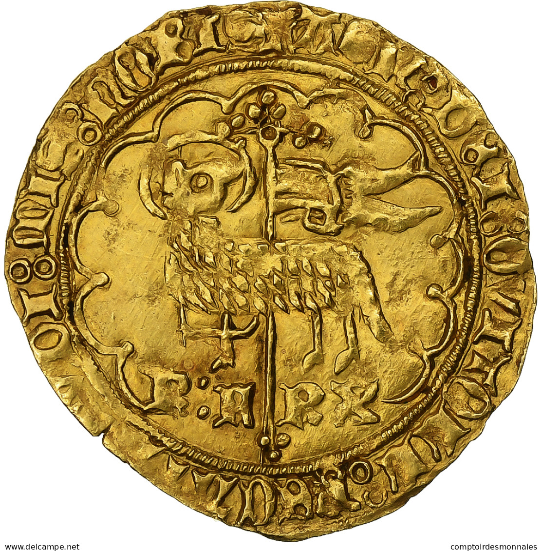 France, Charles VI, Agnel D'or, 1417-1422, Troyes, Or, TTB+, Duplessy:372 - 1380-1422 Karel VI De Waanzinnige