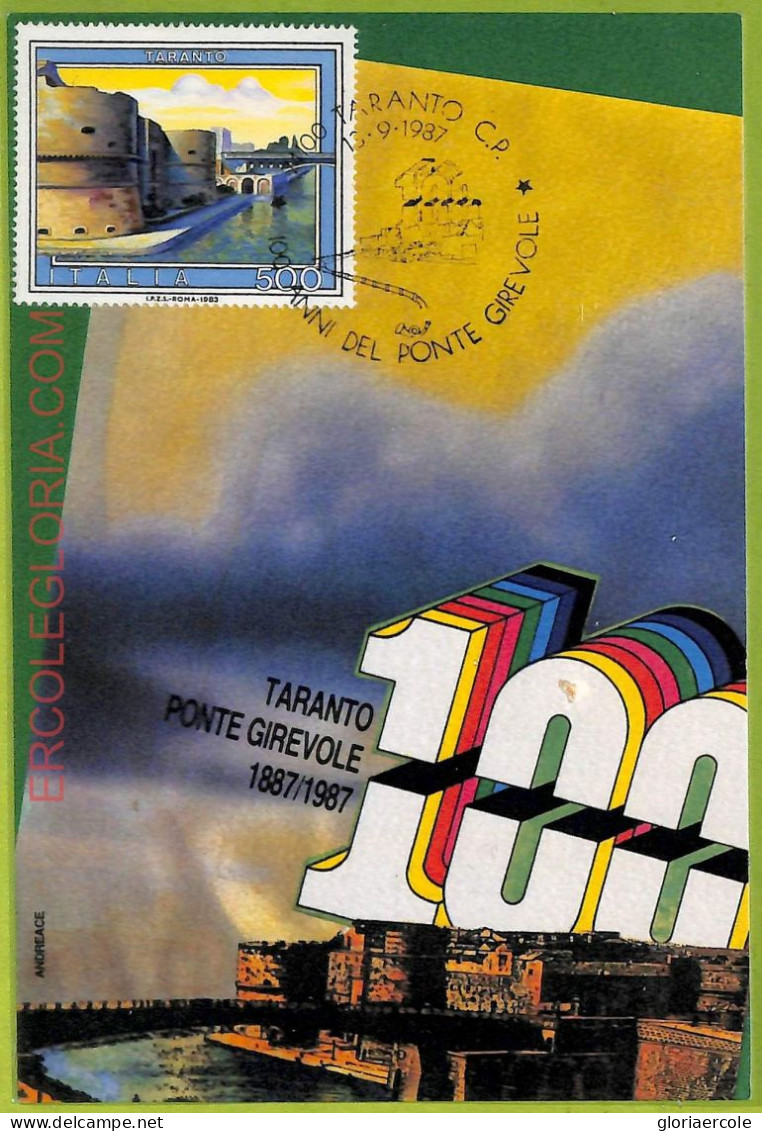 Ad3371 - ITALY - Postal History - MAXIMUM CARD - 1987 - Taranto Ponte Girevole - Cartes-Maximum (CM)