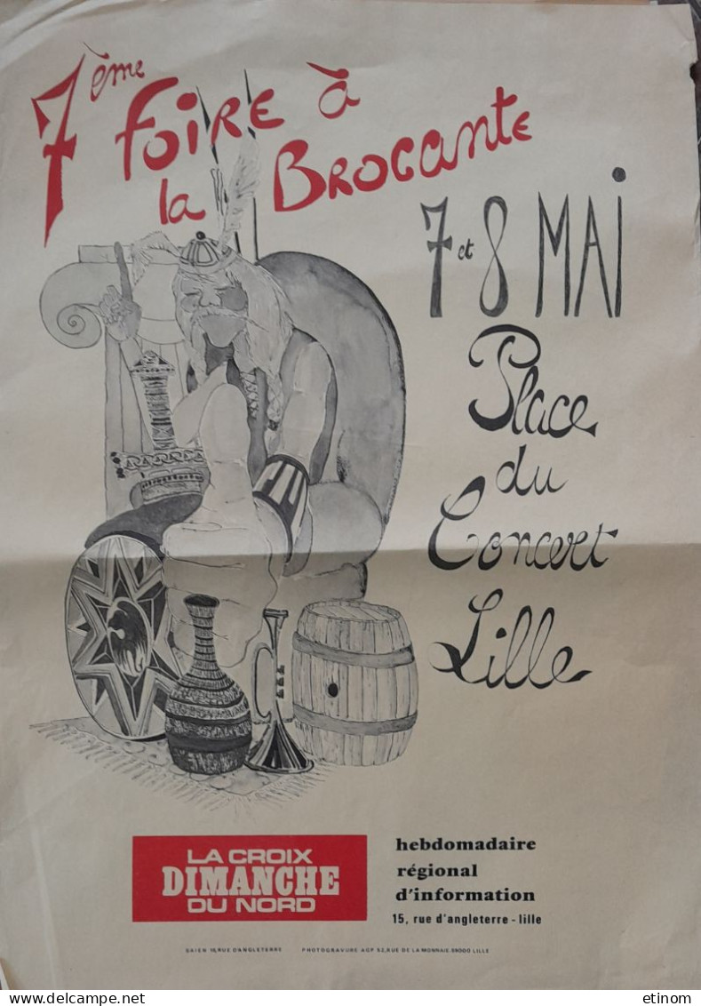 Affiche Lille 1977 Foire A La Brocante - Plakate