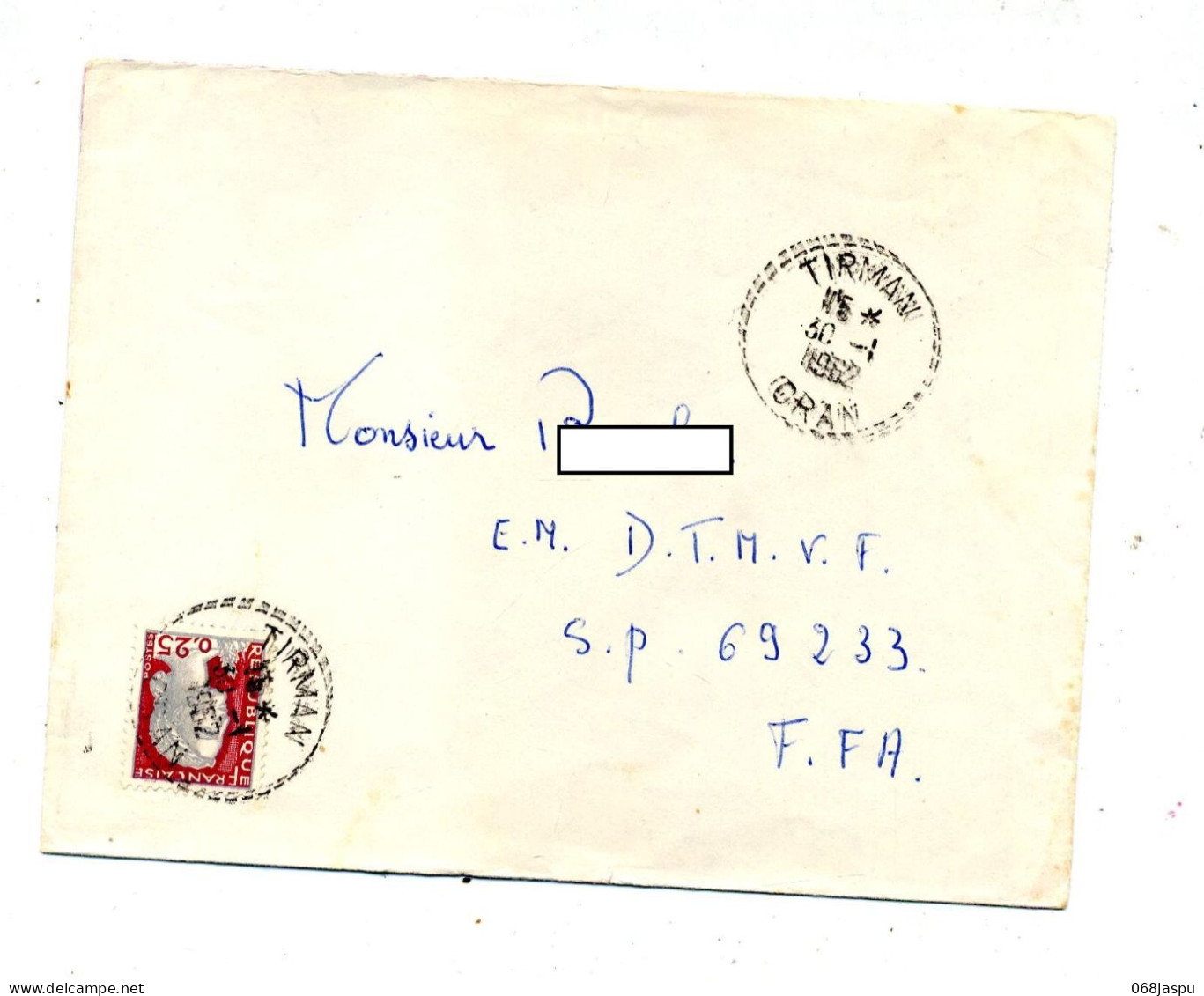 Lettre Cachet Tirman Oran Sur Decaris - Covers & Documents