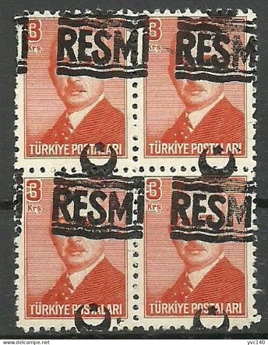 Turkey; 1955 Official Stamp 3 K. ERROR "Shifted Overprint" MNG - Dienstzegels