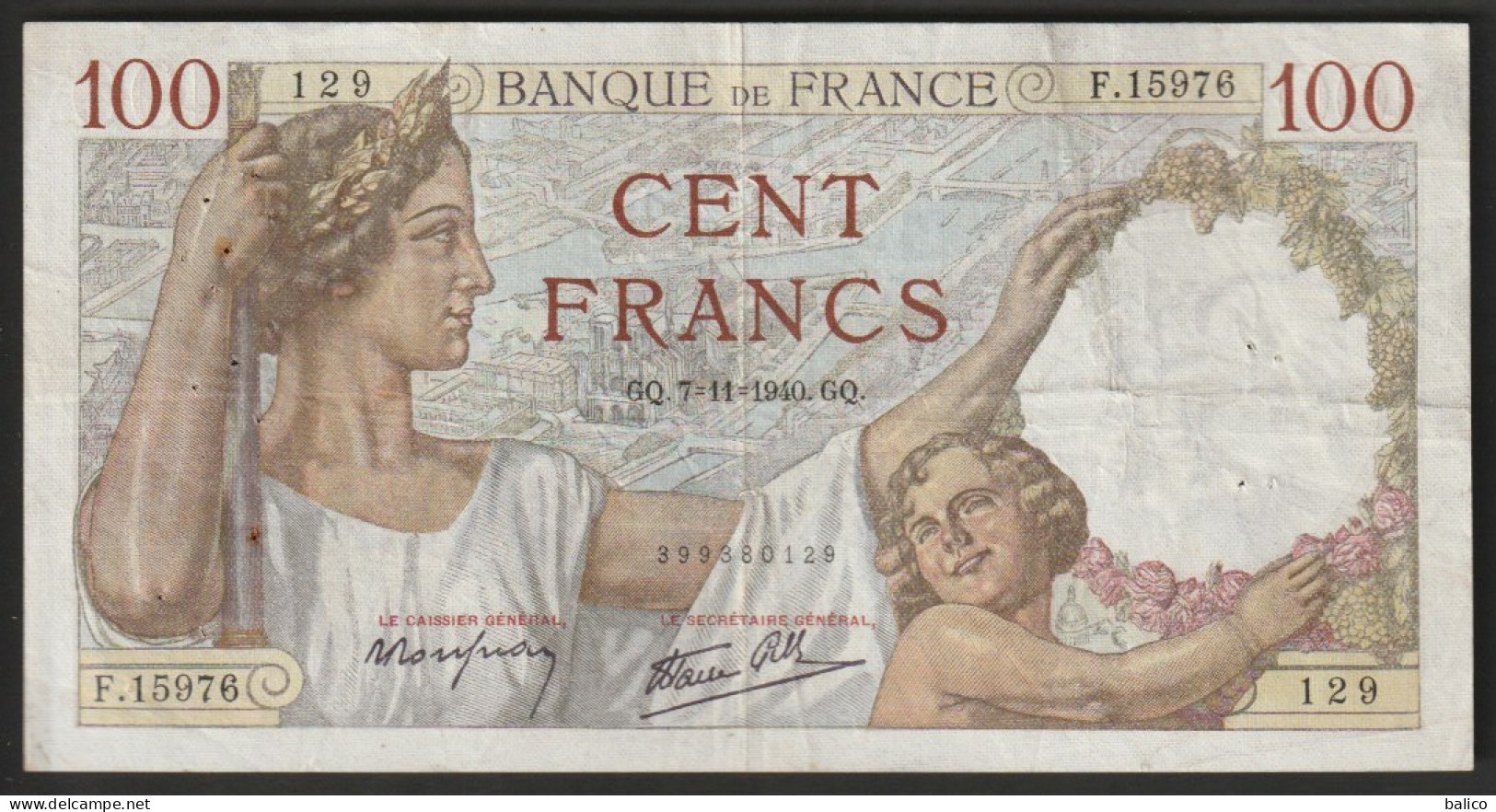 Billet 100 Francs SULLY - 7-11-1940  - N° F.15976 - 129 - 100 F 1939-1942 ''Sully''