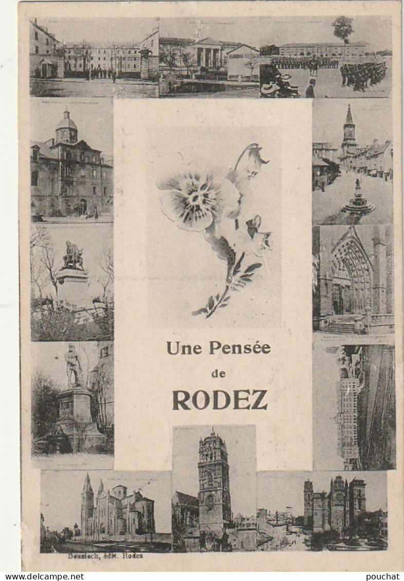 WA 24-(12) UNE PENSEE DE RODEZ - CARTE FANTAISIE MULTIVUES - TAMPON " HOPITAL COMPLEMENTAIRE N° 30 RODEZ " - 2 SCANS - Rodez