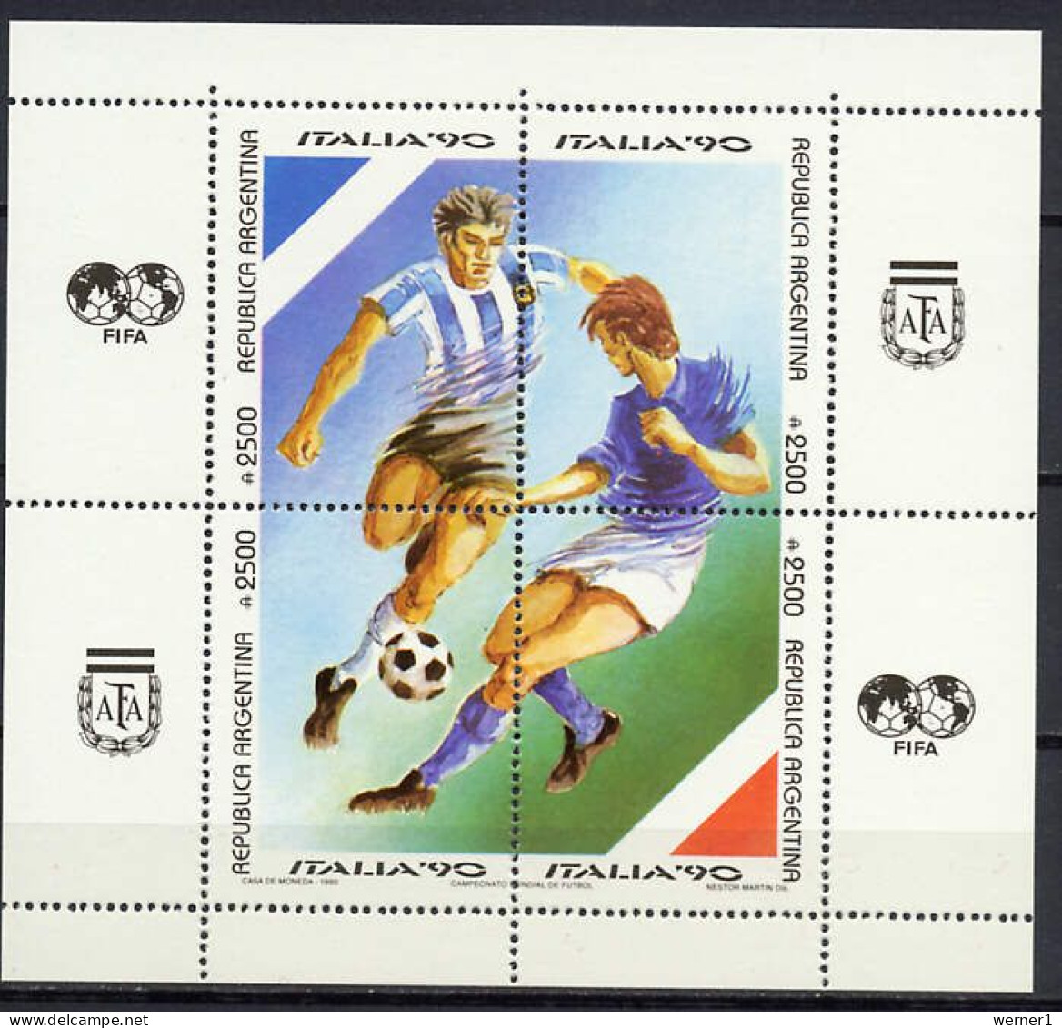 Argentina 1990 Football Soccer World Cup S/s MNH - 1990 – Italia