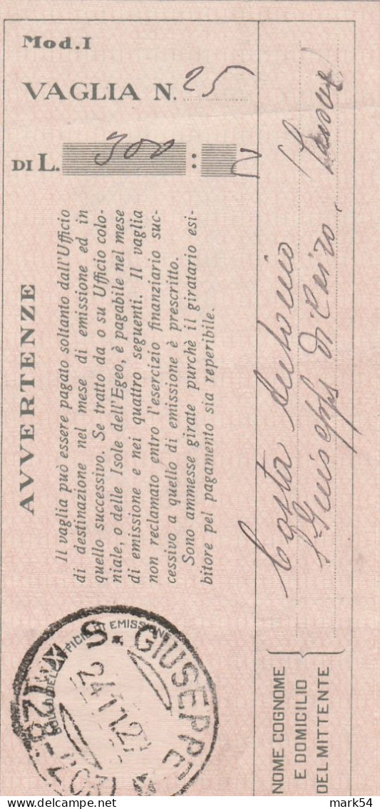 E 226 San Giuseppe Frazionario 28-203 Del 1927 - Poststempel