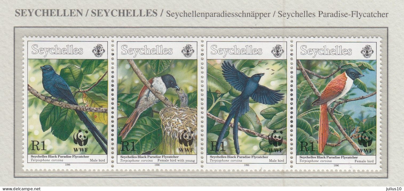 SEYCHELLES 1996 WWF Birds Mi 798-801 MNH(**) Fauna 539 - Otros & Sin Clasificación