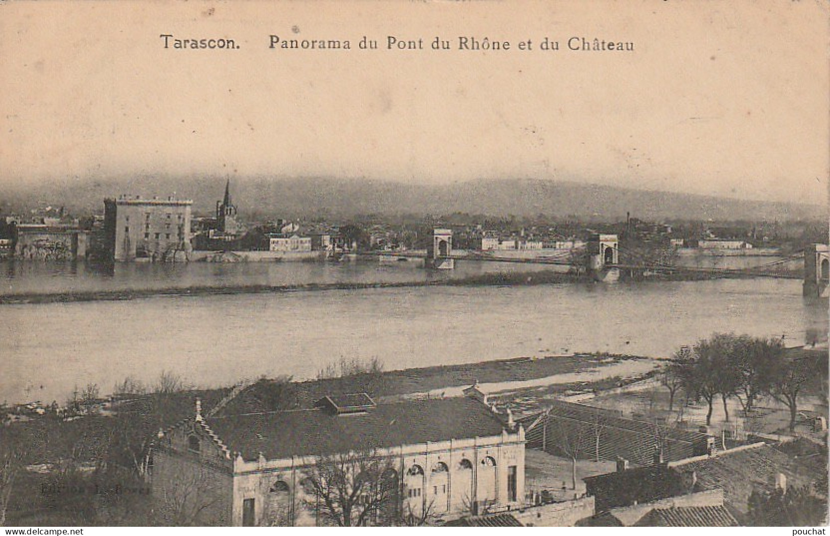 XU 2-(13) TARASCON - PANORAMA DU PONT DU RHONE ET DU CHATEAU - 2 SCANS - Tarascon