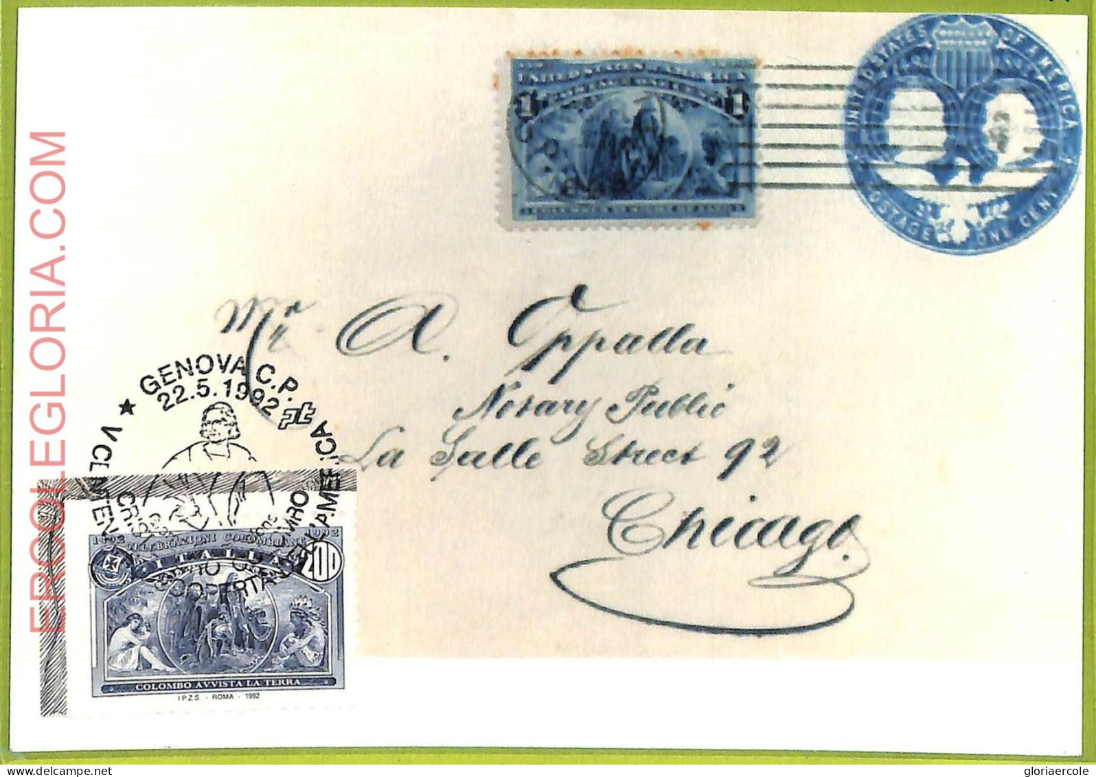 Ad3376 - ITALY - Postal History - MAXIMUM CARD - FDC - 1992 Columbus AMERICA - Maximumkaarten