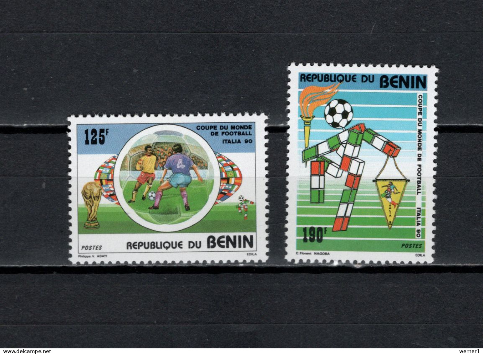 Benin 1990 Football Soccer World Cup Set Of 2 MNH - 1990 – Italy