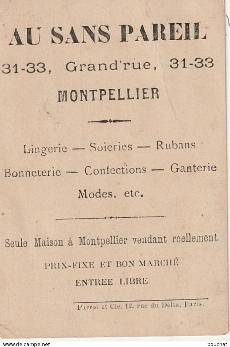 XU 4-(34) " HISTOIRE DU MONDE , POLICHINELLE " - COCOTTES PAPIER - CHROMO PUB CONFECTION " AU SANS PAREIL ", MONTPELLIER - Sonstige & Ohne Zuordnung