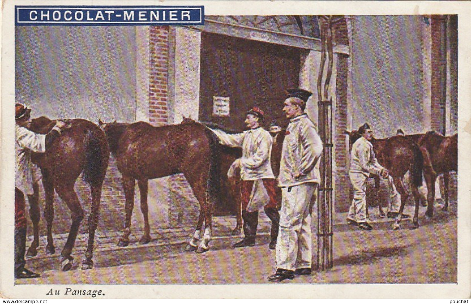 XU 4- MILITARIA - AU PANSAGE - CARTE PUBLICITAIRE CHOCOLAT MENIER - 2 SCANS - Advertising