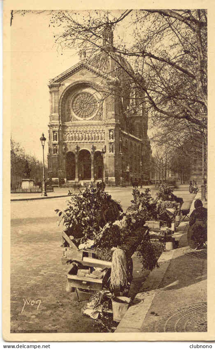 CPA - PARIS - EGLISE SAINT AUGUSTIN (MARCHANDE DE FLEURS - BEAU CLICHE) - Autres Monuments, édifices