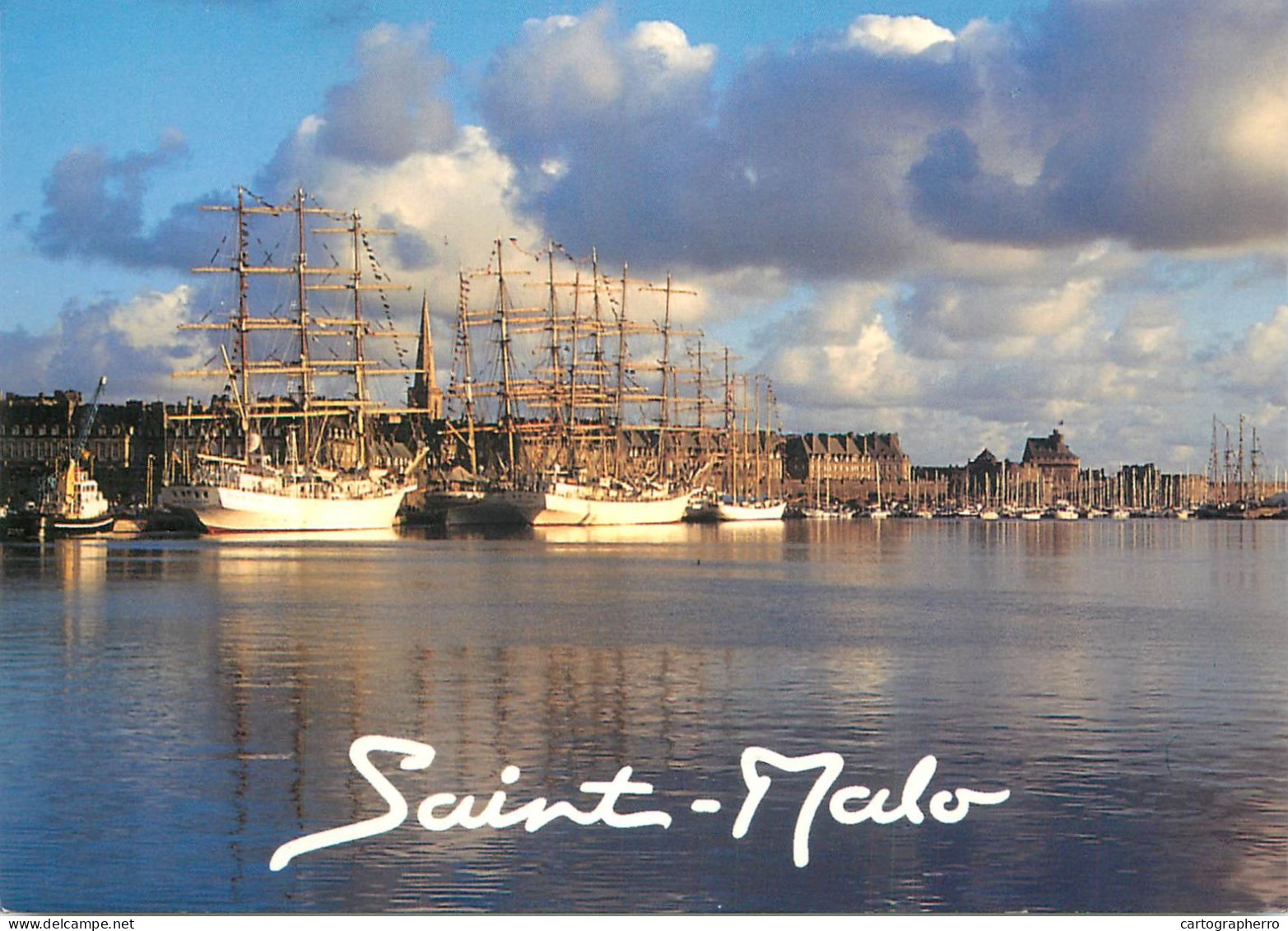 Navigation Sailing Vessels & Boats Themed Postcard Saint Malo Large Sail Ships - Segelboote