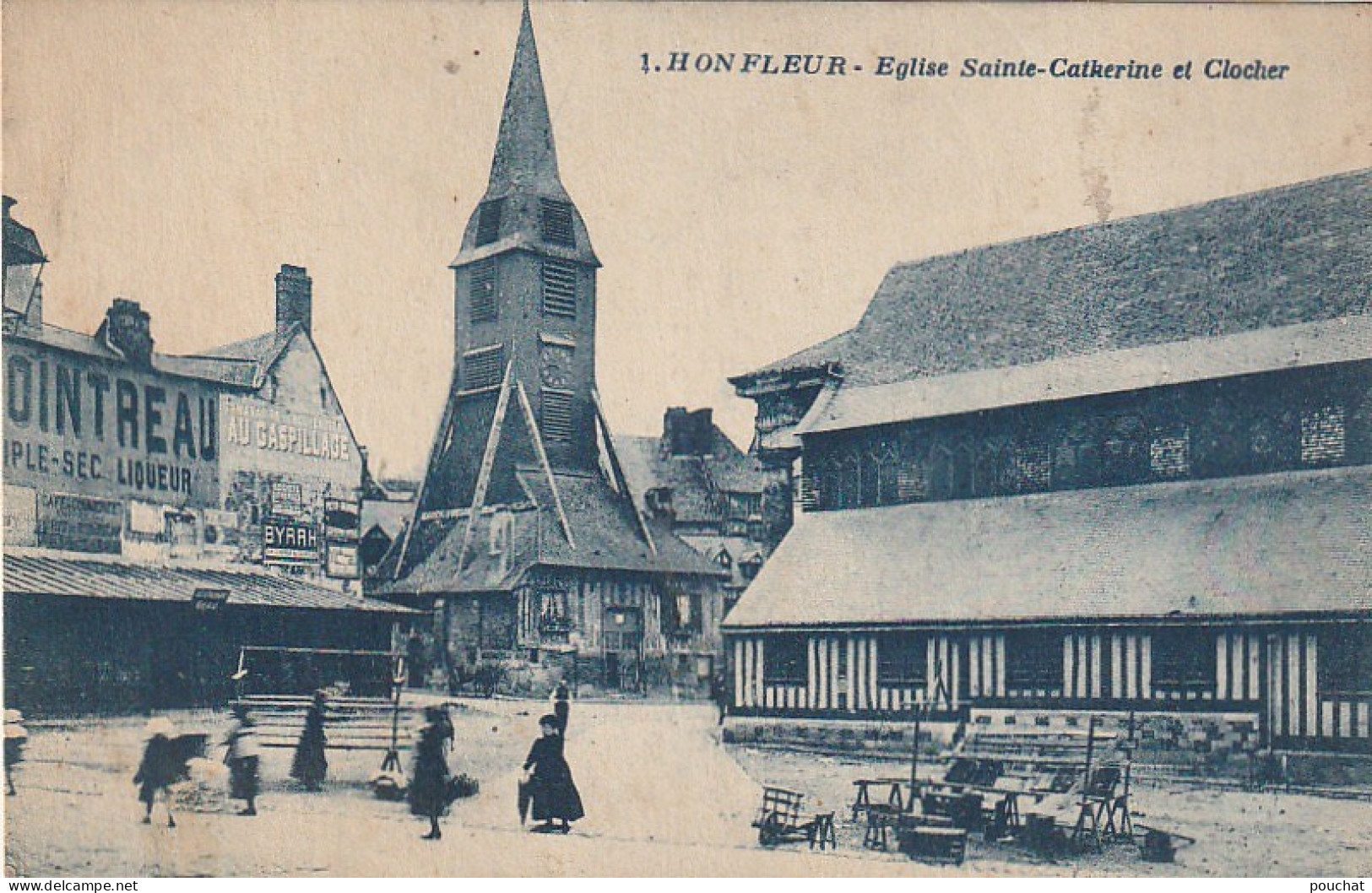 XU 8-(14) HONFLEUR - EGLISE SAINTE CATHERINE ET CLOCHER - PUBLICITE COINTREAU, BYRRH - ANIMATION  - 2 SCANS - Honfleur