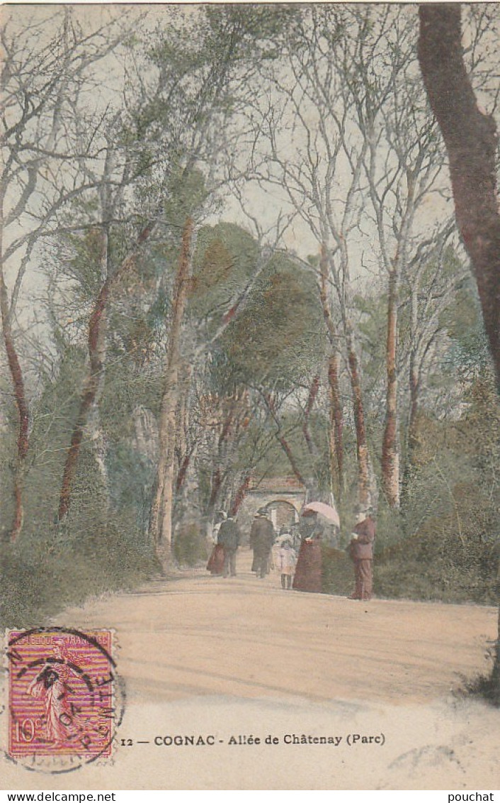 XU 11-(16) COGNAC - ALLEE DE CHATENAY ( PARC ) - ANIMATION - PROMENEURS -  CARTE COLORISEE - 2 SCANS - Cognac