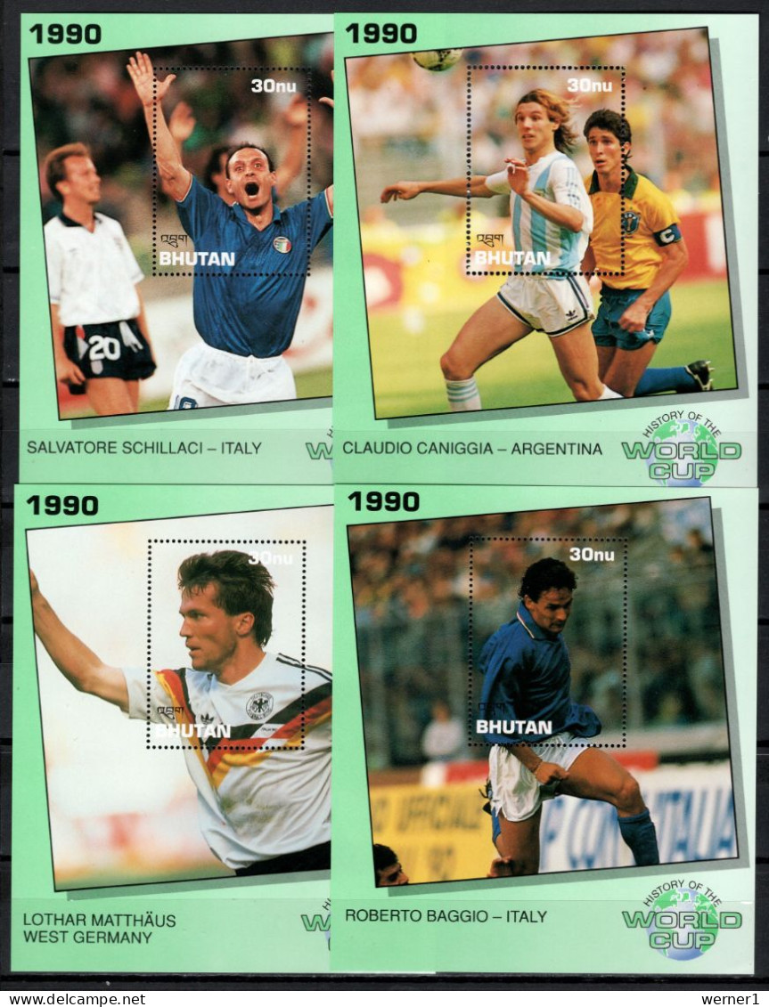 Bhutan 1991 Football Soccer World Cup 10 Stamps + 4 S/s MNH - 1990 – Italie