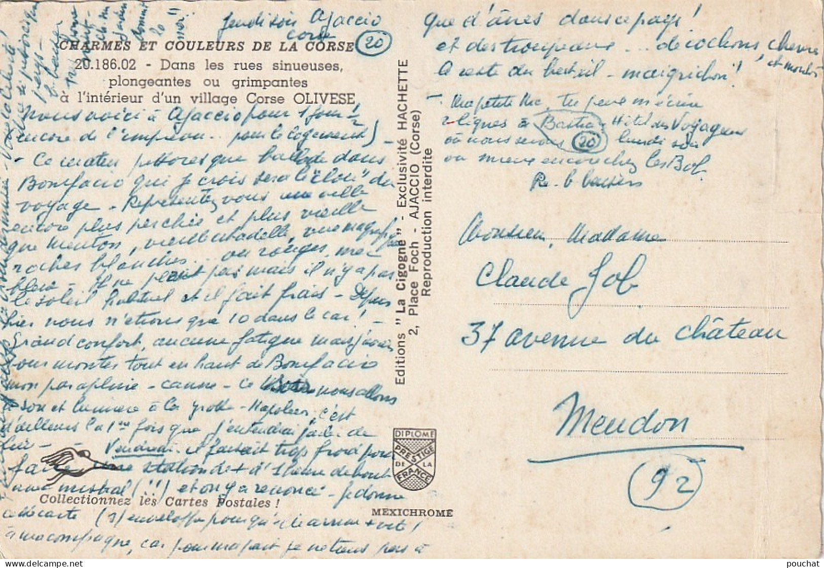 XU  16-(20) RUES SINUEUSES D' OLIVESE - VILLAGEOIS - ANE - CARTE COULEURS - 2 SCANS - Other & Unclassified