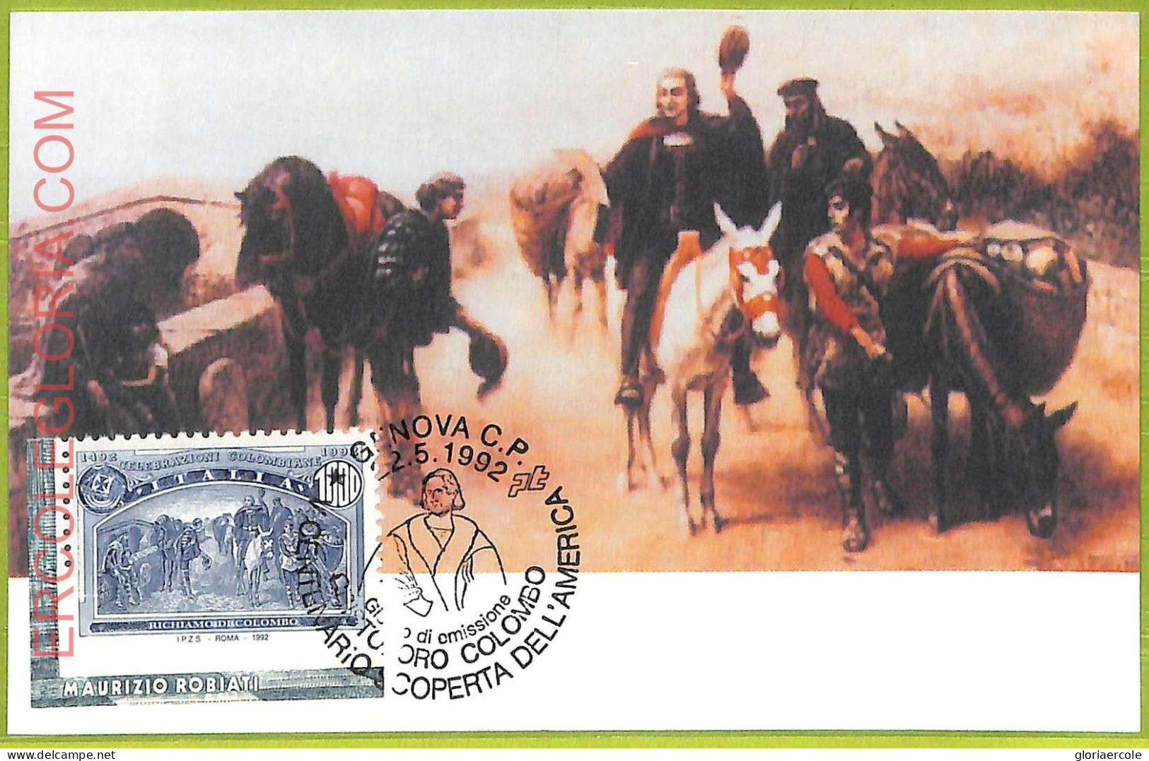 Ad3385 - ITALY - Postal History - MAXIMUM CARD - FDC - 1992 - Maximumkaarten