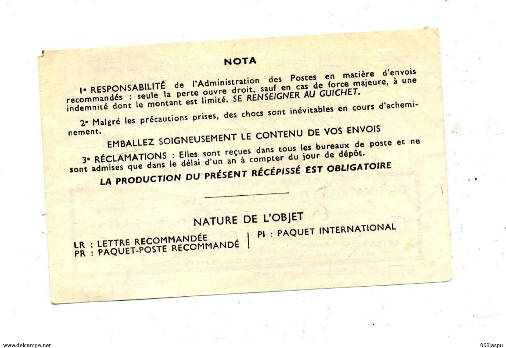 Recepissé Recommandé Cachet Hazebrouck - Documents Of Postal Services