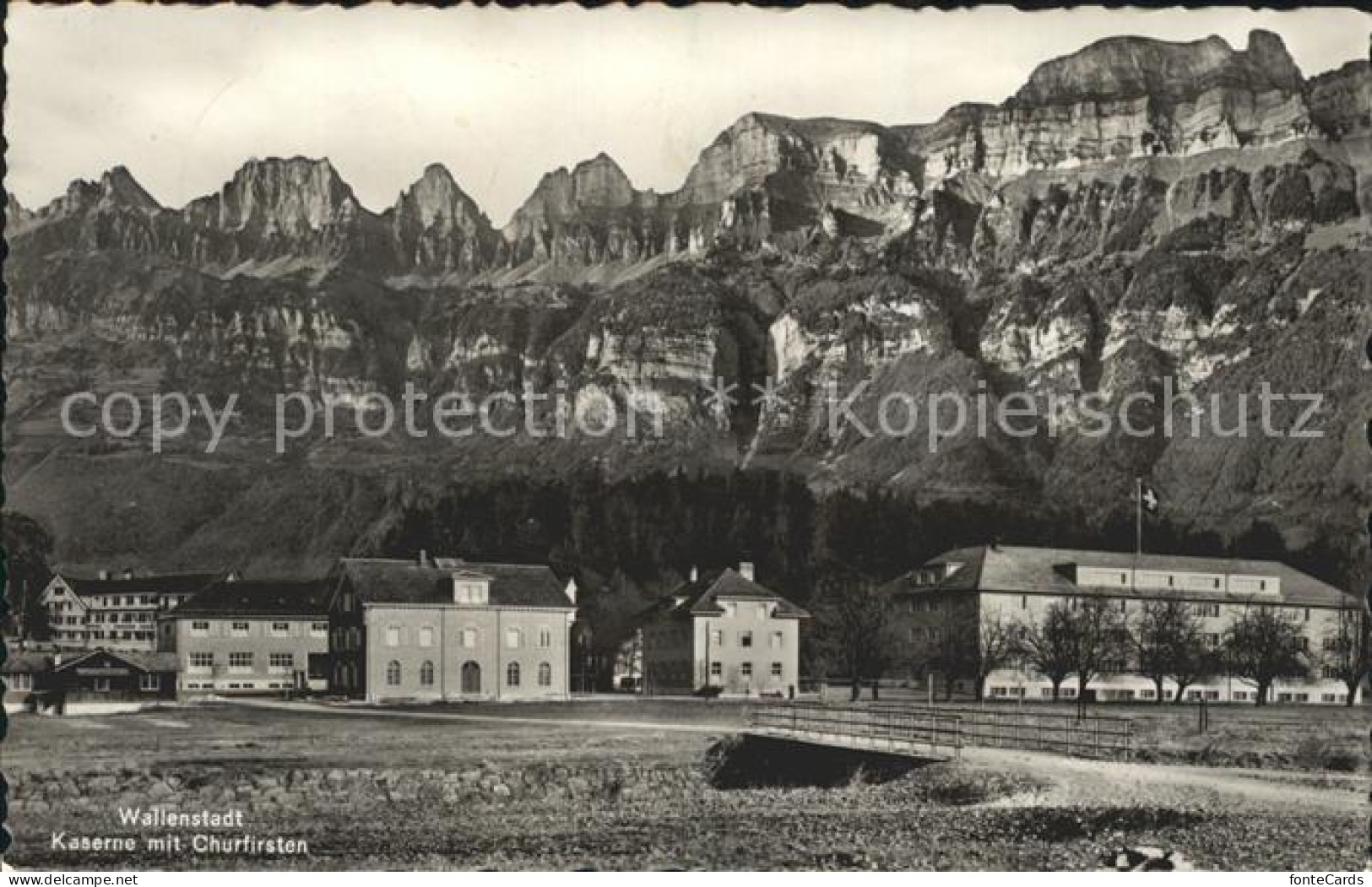 12029834 Wallenstadt Kaserne Mit Churfirsten Appenzeller Alpen Wallenstadt - Sonstige & Ohne Zuordnung