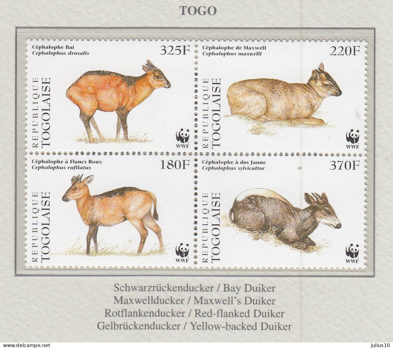 TOGO 1996 WWF Anilams Antilope Mi 2456-2459 MNH(**) Fauna 542 - Otros & Sin Clasificación