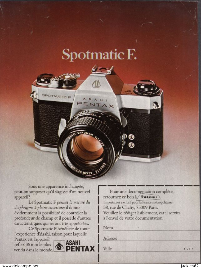129015CL/ Appareil-photo PENTAX ASAHI Spotmatic F, Page De Magazine Format 21/27,5 Cm - Werbung