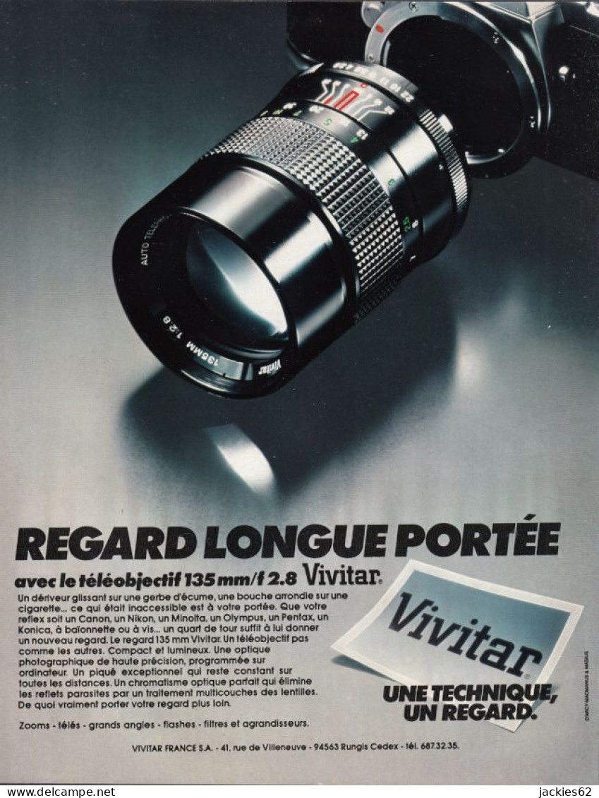 129010CL/ Téléobjectif 135 Mm/f 2.8 VIVITAR, Page De Magazine Format 21/27,5 Cm - Publicités